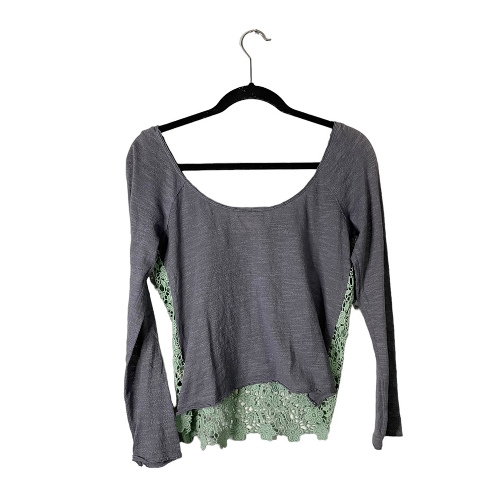 Free People Floral Lace Front Boho Preppy Casual Blouse Size Small - Picture 3 of 7
